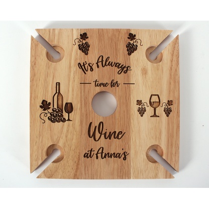 Personalised 4 Glass Wine Butler, wooden wine glass and bottle holder. Ideal gift for couples, Christmas, anniversary, wedding