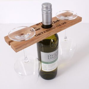Personalised Wine Butler, Wooden bottle and glass holder. Ideal gift for couples, anniversary, wedding
