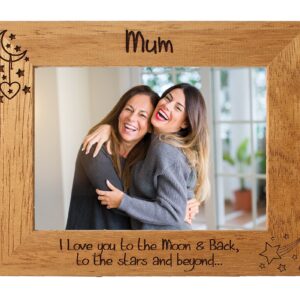 Personalised Mum Photo Frame, 'Mum I love you to the moon and back' Portrait or landscape - 6 colours available and 12 sizes (EF22)