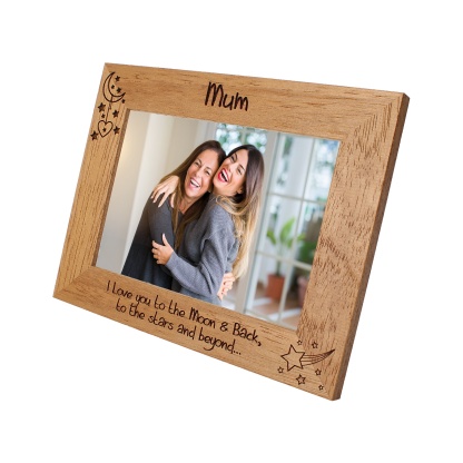 Personalised Mum Photo Frame, 'Mum I love you to the moon and back' Portrait or landscape - 6 colours available and 12 sizes (EF22)