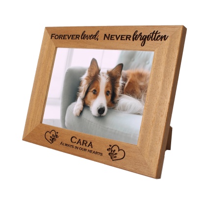 Personalised Pet Photo Frame, Pet dog cat Memorial frame, Portrait or landscape, wooden frame, 6 colours available and 12 sizes. (EF36)