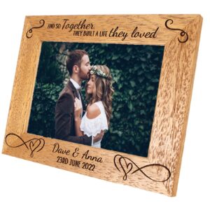 Wedding Couple Personalised Photo Frame, and so together they built a life they loved, Portrait or landscape, 6 colours and 12 sizes (EF30)