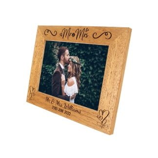 Personalised Mr & Mrs Photo Frame - Wedding - Portrait or landscape - 6 colours available and 12 sizes (EF35)