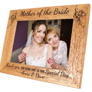 Personalised Mother of the bride Photo Frame - Wedding - Portrait or landscape - 6 colours available and 12 sizes (EF45)