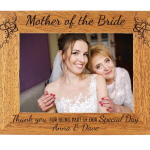 Personalised Mother of the bride Photo Frame - Wedding - Portrait or landscape - 6 colours available and 12 sizes (EF45)