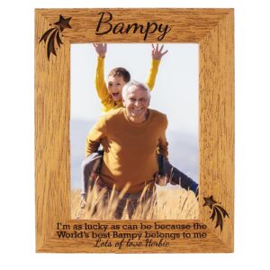 Grandad/Gramps/Bampy Personalised Photo Frame - the worlds best grandad belongs to me - 6 colours available and 12 sizes - real wood (EF14)