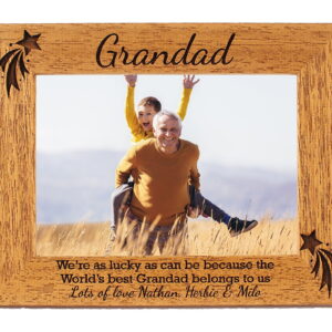 Personalised Grandad Photo Frame - Grandad/Gramps/Bampy - the worlds best grandad belongs to me - 6 colours - 12 sizes - real wood (EF14)