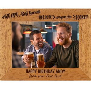 Personalised Best Friends Photo Frame - Happy Birthday - 6 colours available and 12 sizes - real wood (EF38)