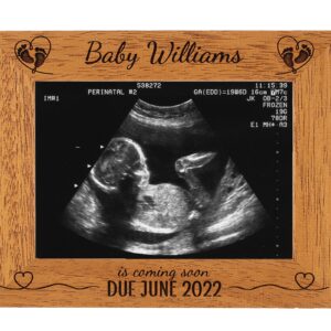 Personalised Baby Scan Photo Frame. Coming soon photo frame, Birth announcement frame, 6 colours available and 12 sizes real wood (EF27)