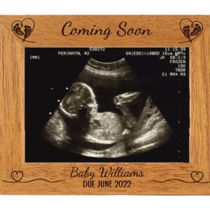 Personalised Baby Scan Photo Frame - Baby Scan - Birth announcement - Coming Soon - 6 colours available and 12 sizes - real wood (EF46)
