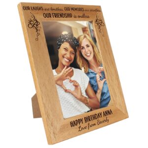 Personalised Photo Frame for Best Friends, Happy Birthday Frame, includes Our laughs are limitless quote - 6 colours - 12 sizes (EF18)