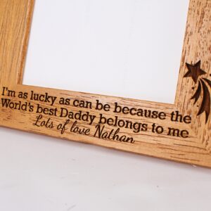 Dad/Daddy/Pa Personalised Photo Frame - the worlds best Dad/Daddy belongs to me - 6 colours available and 12 sizes - real wood (EF4)