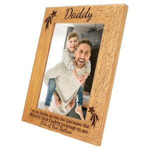 Dad/Daddy/Pa Personalised Photo Frame - the worlds best Dad/Daddy belongs to me - 6 colours available and 12 sizes - real wood (EF4)