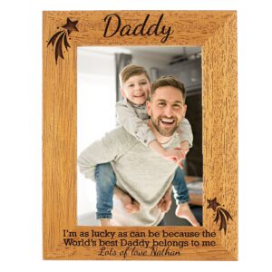 Dad/Daddy/Pa Personalised Photo Frame - the worlds best Dad/Daddy belongs to me - 6 colours available and 12 sizes - real wood (EF4)