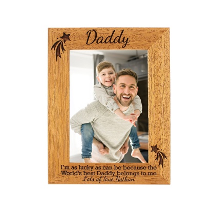 Personalised Dad Photo Frame - Dad/Daddy/Pa - the worlds best Dad/Daddy belongs to me - 6 colours available and 12 sizes - real wood (EF4)