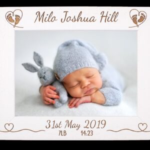 Personalised Photo Frame - baby frame - New Baby - Birth day info - Portrait or landscape - 6 colours available - 12sizes - real wood (EF10)