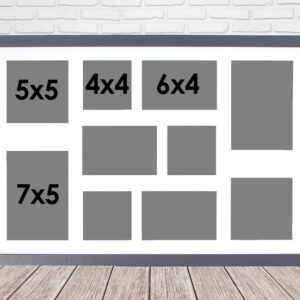 Multi Aperture Photo Frame. Holds Ten Photos. 60x40cm. Portrait and Landscape. Laser etched personalisation available - AFG12