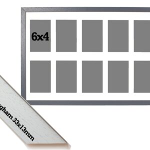 Multi Aperture Photo Frame. Holds Ten 6x4" Photos. 60x40cm. Portrait and Landscape. Laser etched personalisation available - AFG13