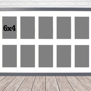 Multi Aperture Photo Frame. Holds Ten 6x4" Photos. 60x40cm. Portrait and Landscape. Laser etched personalisation available - AFG13