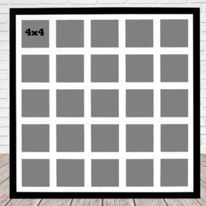 Multi Aperture Photo Frame. Holds 25 4x4" Photos. 60x60cm. Portrait and Landscape. Laser etched personalisation available - AFG2