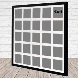Multi Aperture Photo Frame. Holds 25 4x4" Photos. 60x60cm. Portrait and Landscape. Laser etched personalisation available - AFG2