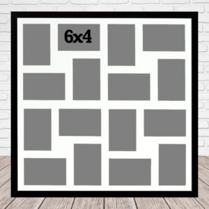 Multi Aperture Photo Frame that holds 16 6x4" Photos. 60x60cm. Laser etched personalisation available - AFG6
