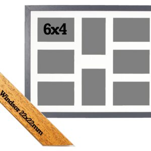 Multi Aperture Photo Frame. Holds 8 6x4" Photos. 50x40cm. Portrait and Landscape. Laser etched personalisation available - AFG9