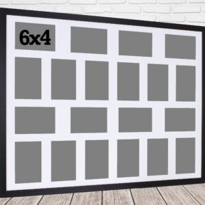 Multi Aperture Photo Frame. Holds 20 6x4" Photos. 80x60cm. Portrait and Landscape. Laser etched personalisation available - AFG22