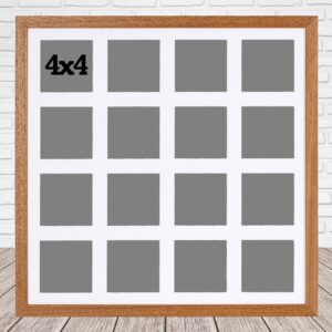 Multi Aperture Photo Frame. Holds 16 4x4" Photos. 50x50cm. Portrait and Landscape. Laser etched personalisation available - AFG26