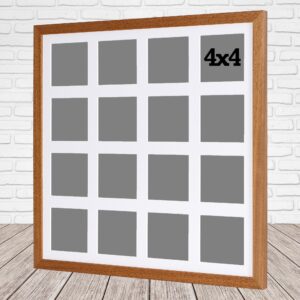 Multi Aperture Photo Frame. Holds 16 4x4" Photos. 50x50cm. Portrait and Landscape. Laser etched personalisation available - AFG26