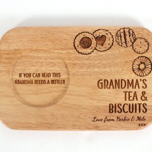 Personalised tea and biscuit board, Fathers Day Gift, Birthday gift, personalised serving board, Tea and Biscuit board Gift for Grandparent