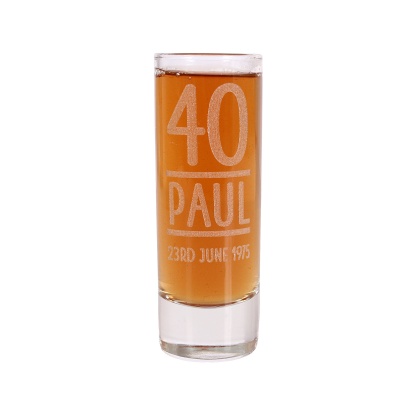 Personalised Shot Glass 6cl, Perfect For Any Occasion, Birthday, Wedding Favours, Housewarming, Bar Gift. 8 designs or design your own