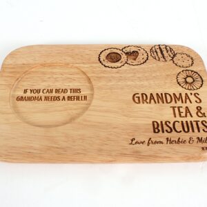 Personalised tea and biscuit board, Fathers Day Gift, Birthday gift, personalised serving board, Tea and Biscuit board Gift for Grandparent