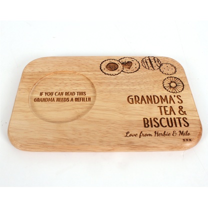 Personalised tea and biscuit board, Fathers Day Gift, Birthday gift, personalised serving board, Tea and Biscuit board Gift for Grandparent