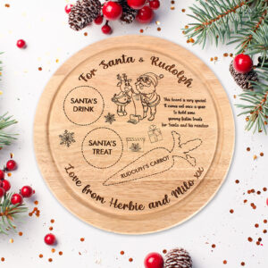 Children's Christmas Eve plate, NEW 2022 Design, Santa plate, Wooden Snack And Drink Board, Santa treat plate