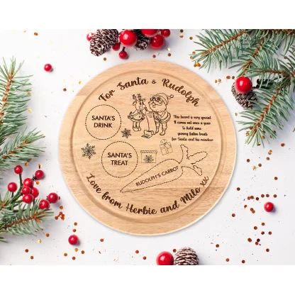 Children's Christmas Eve plate, NEW 2022 Design, Santa plate, Wooden Snack And Drink Board, Santa treat plate