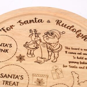 Children's Christmas Eve plate, NEW 2022 Design, Santa plate, Wooden Snack And Drink Board, Santa treat plate