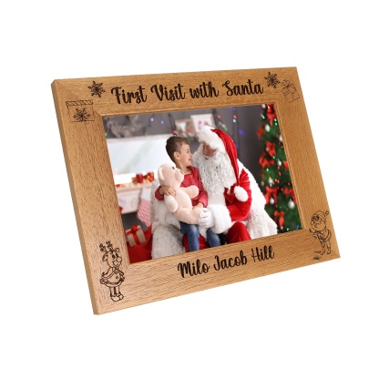 First Visit with Santa Personalised Photo Frame, Portrait or landscape - 6 colours available and 12 sizes (EF40)