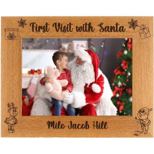 First Visit with Santa Personalised Photo Frame, Portrait or landscape - 6 colours available and 12 sizes (EF40)