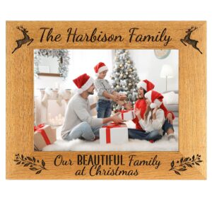 Our Family at Christmas Personalised Photo Frame, Portrait or landscape - 6 colours available and 12 sizes (EF23)