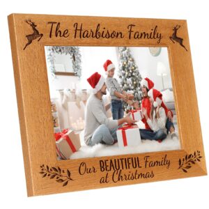 Our Family at Christmas Personalised Photo Frame, Portrait or landscape - 6 colours available and 12 sizes (EF23)