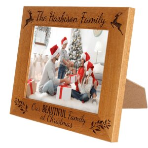 Our Family at Christmas Personalised Photo Frame, Portrait or landscape - 6 colours available and 12 sizes (EF23)