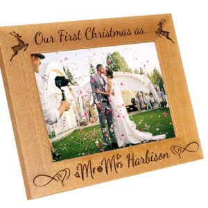 Our First Christmas as Mr & Mrs Personalised Photo Frame, Portrait or landscape - 6 colours available and 12 sizes (EF20)