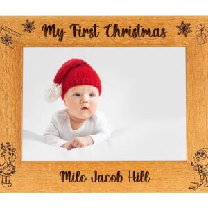 My First Christmas Personalised Photo Frame, Portrait or landscape - 6 colours available and 12 sizes (EF13)