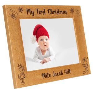 My First Christmas Personalised Photo Frame, Portrait or landscape - 6 colours available and 12 sizes (EF13)