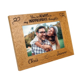 Personalised Valentines day Photo Frame 'You are always in my thoughts' funny valentine gift - 6 colours available and 12 sizes (EF51)