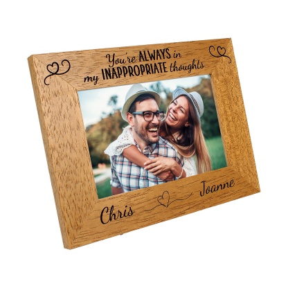 Personalised Valentines day Photo Frame 'You are always in my thoughts' funny valentine gift - 6 colours available and 12 sizes (EF51)