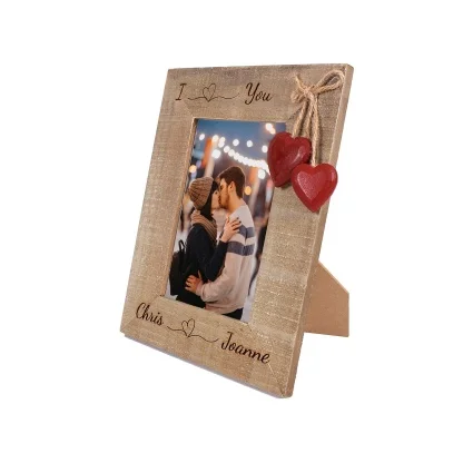 Personalised Valentines day Photo Frame 'I Love You' valentines day gift - Driftwood style frames - 6x4 size