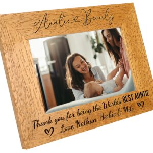 Personalised Auntie Wooden Photo Frame 'Worlds Best Auntie' Any Message Portrait or landscape - 6 colours available and 12 sizes (EF53)