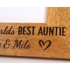 Personalised Auntie Wooden Photo Frame 'Worlds Best Auntie' Any Message Portrait or landscape - 6 colours available and 12 sizes (EF53)